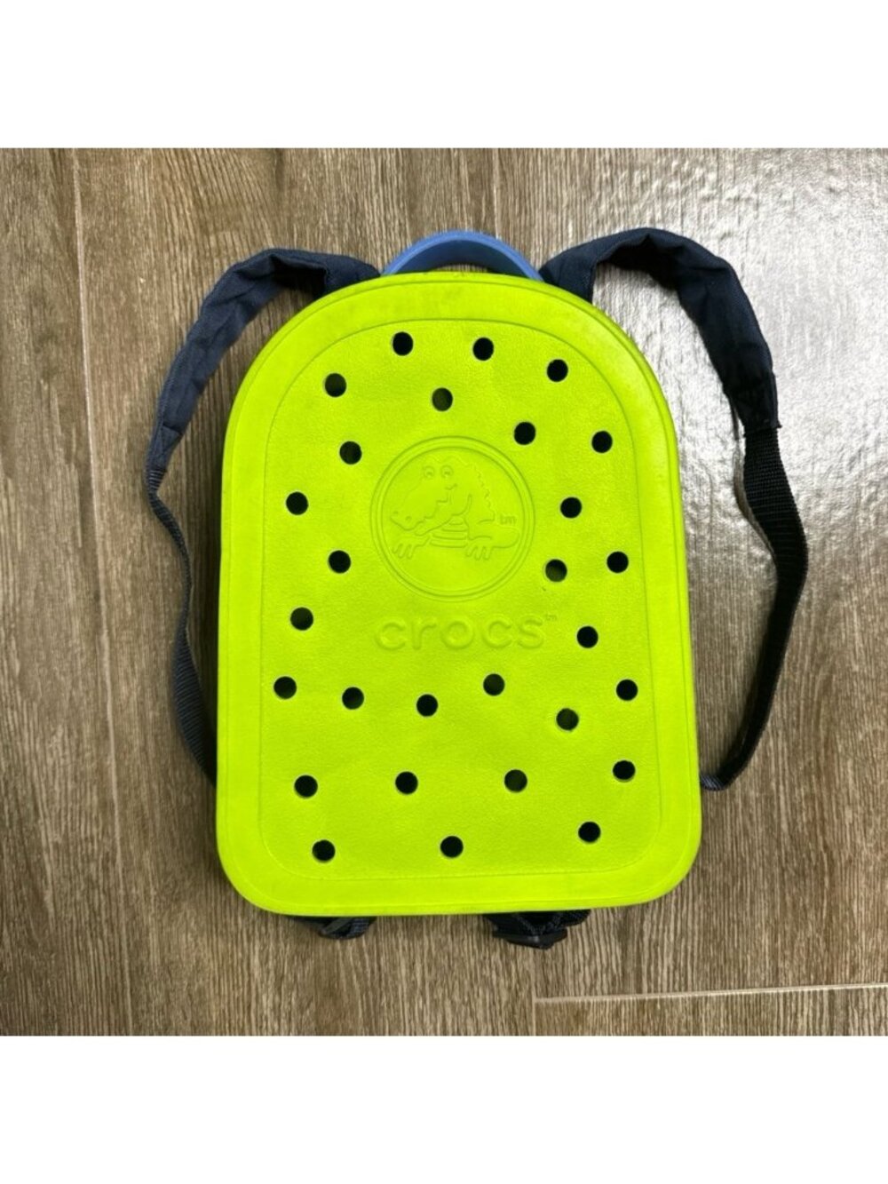 Crocs Kids Mini Backpack Lime Green Blue Logo Bag